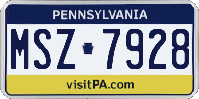 PA license plate MSZ7928