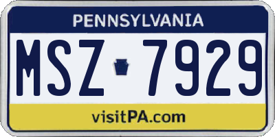 PA license plate MSZ7929