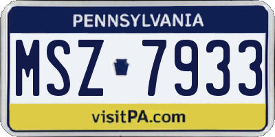 PA license plate MSZ7933