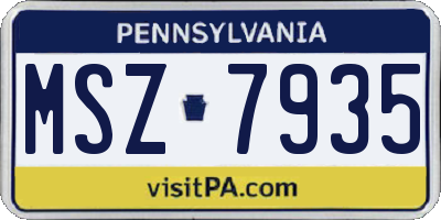 PA license plate MSZ7935
