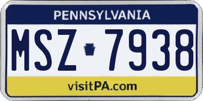PA license plate MSZ7938