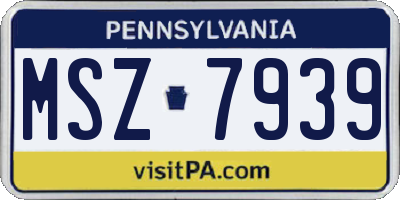 PA license plate MSZ7939