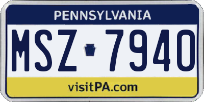 PA license plate MSZ7940