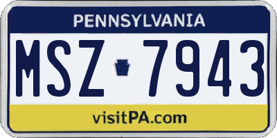 PA license plate MSZ7943