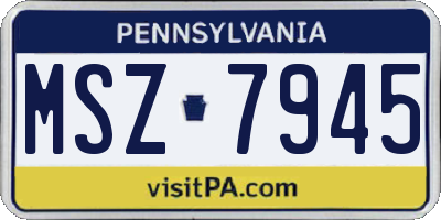 PA license plate MSZ7945