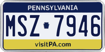 PA license plate MSZ7946
