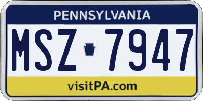 PA license plate MSZ7947