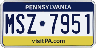 PA license plate MSZ7951