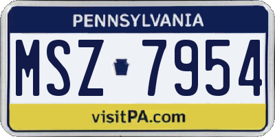 PA license plate MSZ7954