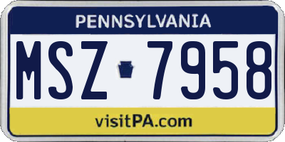 PA license plate MSZ7958