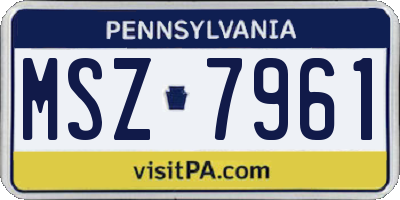 PA license plate MSZ7961