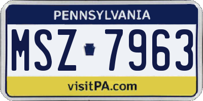 PA license plate MSZ7963
