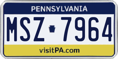 PA license plate MSZ7964