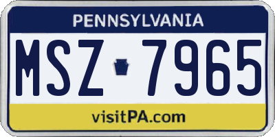 PA license plate MSZ7965