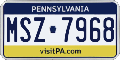 PA license plate MSZ7968