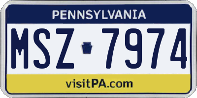 PA license plate MSZ7974
