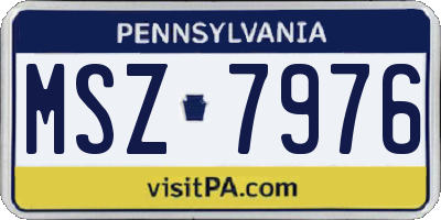 PA license plate MSZ7976