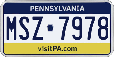 PA license plate MSZ7978