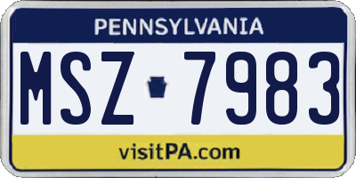 PA license plate MSZ7983