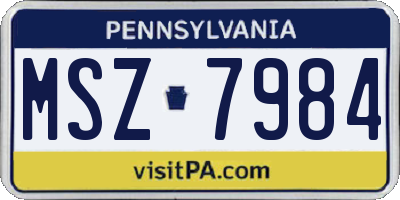 PA license plate MSZ7984