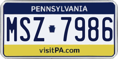 PA license plate MSZ7986
