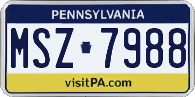 PA license plate MSZ7988