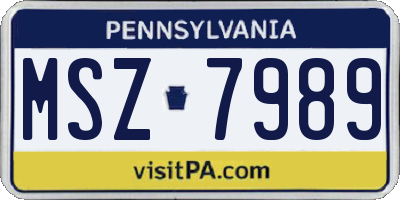 PA license plate MSZ7989
