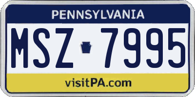 PA license plate MSZ7995