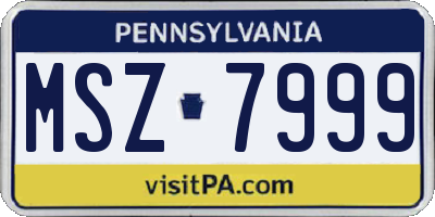 PA license plate MSZ7999