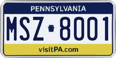 PA license plate MSZ8001