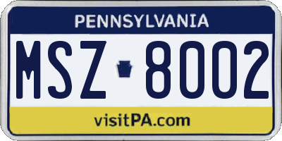 PA license plate MSZ8002