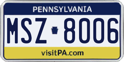 PA license plate MSZ8006