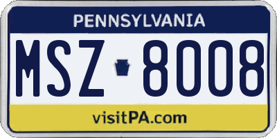 PA license plate MSZ8008