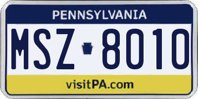 PA license plate MSZ8010