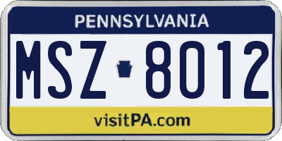 PA license plate MSZ8012