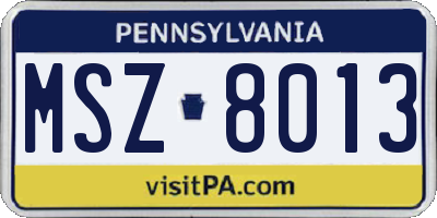 PA license plate MSZ8013