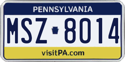 PA license plate MSZ8014