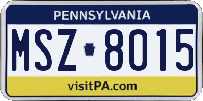 PA license plate MSZ8015