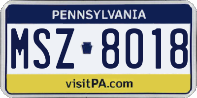 PA license plate MSZ8018