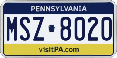 PA license plate MSZ8020