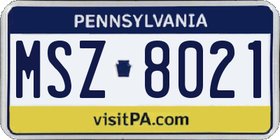 PA license plate MSZ8021