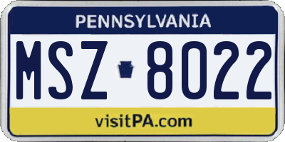 PA license plate MSZ8022