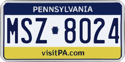 PA license plate MSZ8024