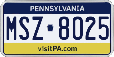 PA license plate MSZ8025