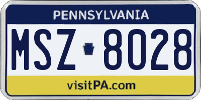 PA license plate MSZ8028