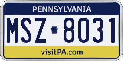 PA license plate MSZ8031