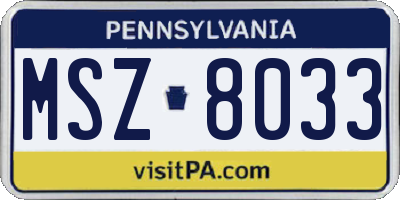 PA license plate MSZ8033