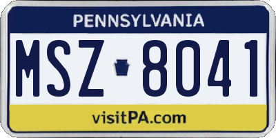 PA license plate MSZ8041