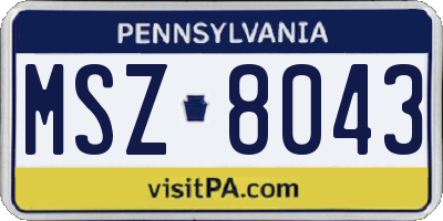 PA license plate MSZ8043