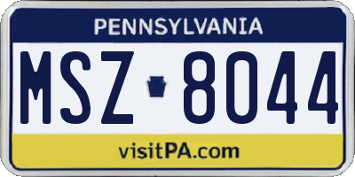 PA license plate MSZ8044